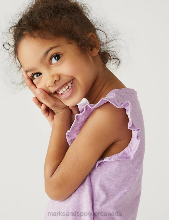 Marks & Spencer Kids Cotton Blend T-Shirt Clothing Lilac 20VTD9169 - Marks and Spencer online