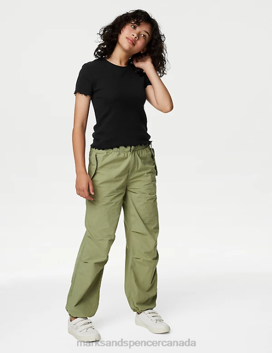 Marks & Spencer Kids Cotton Rich Ruched T-Shirt Clothing Black 20VTD9096 - Marks and Spencer outlet