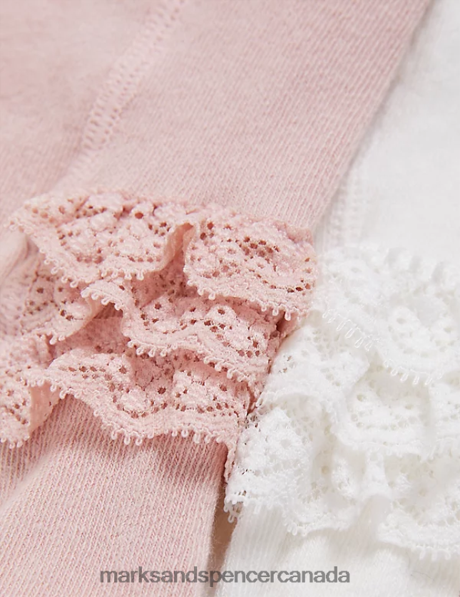 Clothing 20VTD9456 White Mix Kids Marks & Spencer 2pk Cotton Rich Frill Tights - Marks and Spencer online