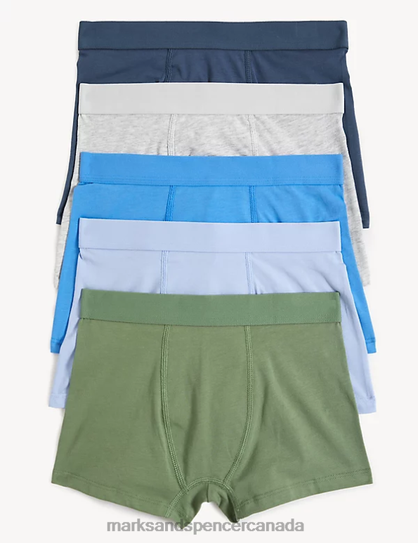 Marks and Spencer sale - Kids Blue Mix Clothing Marks & Spencer 5pk Cotton Rich Trunks 20VTD7879