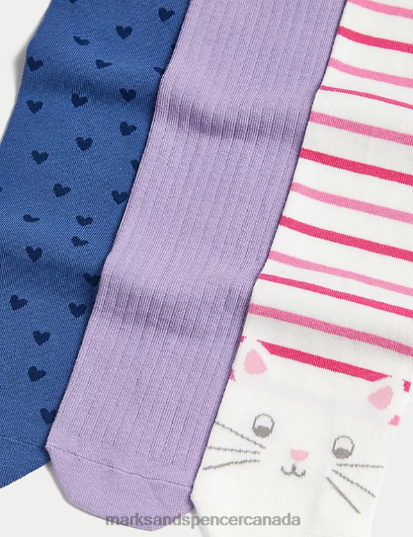 Marks and Spencer near me - Kids Multi Clothing Marks & Spencer 3pk Cotton Rich Assorted Tights 20VTD9008