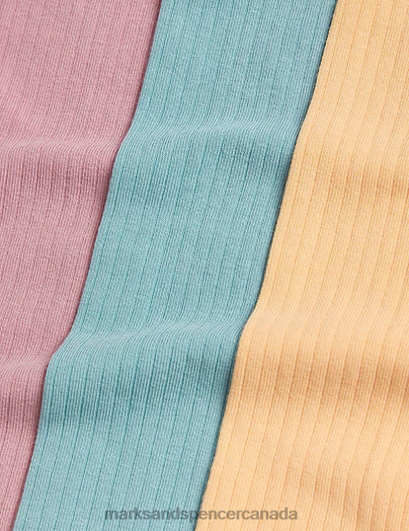 Marks and Spencer Canada - Kids Multi Clothing Marks & Spencer 3pk Cotton Rich Ribbed Tights 20VTD8886