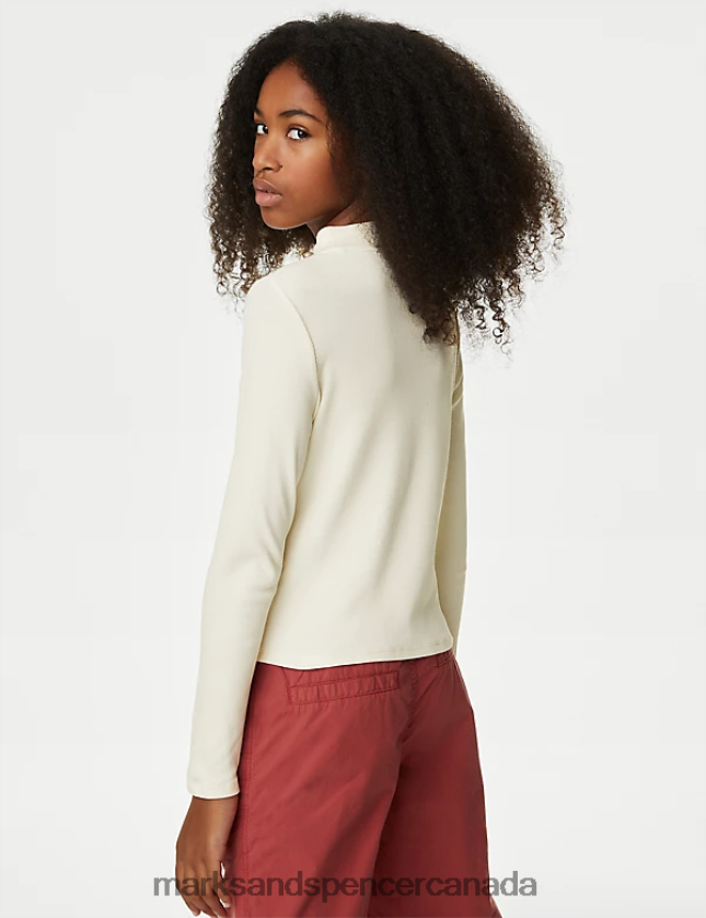 Clothing 20VTD9192 Ivory Kids Marks & Spencer Cotton Rich Ribbed Top - Marks and Spencer Canada locations