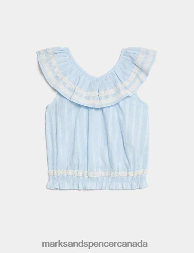 Clothing 20VTD9373 Light Blue Kids Marks & Spencer Pure Cotton Woven Top - Marks and Spencer Canada locations