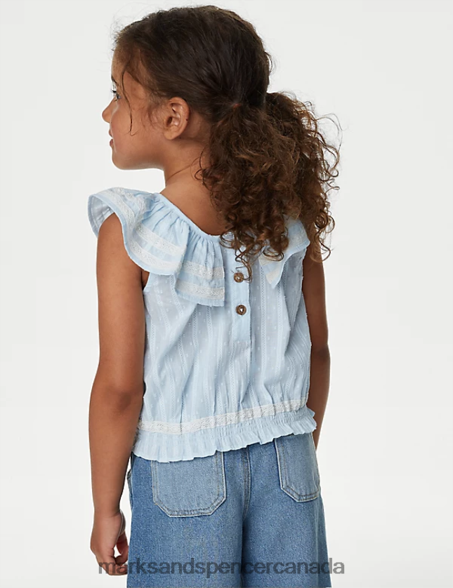 Clothing 20VTD9373 Light Blue Kids Marks & Spencer Pure Cotton Woven Top - Marks and Spencer Canada locations