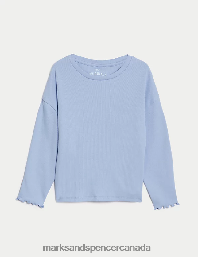 Marks and Spencer Canada - Clothing 20VTD9395 Blue Kids Marks & Spencer Cotton Rich Ribed Top