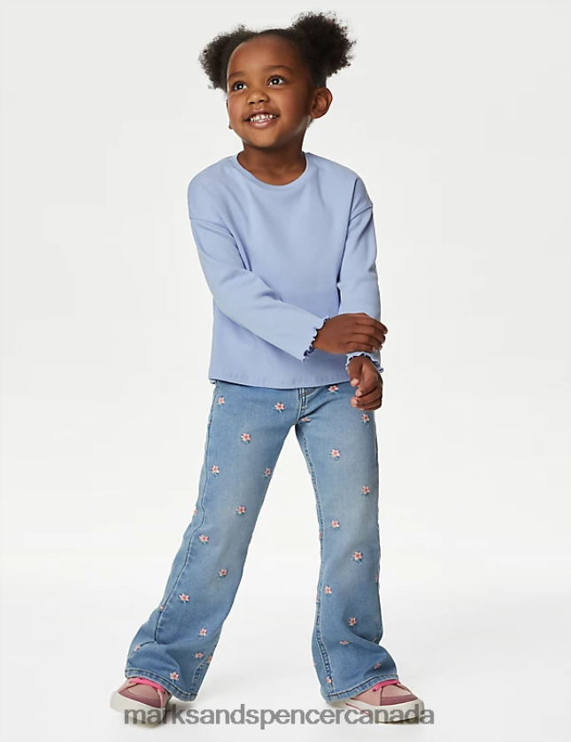 Marks and Spencer Canada - Clothing 20VTD9395 Blue Kids Marks & Spencer Cotton Rich Ribed Top