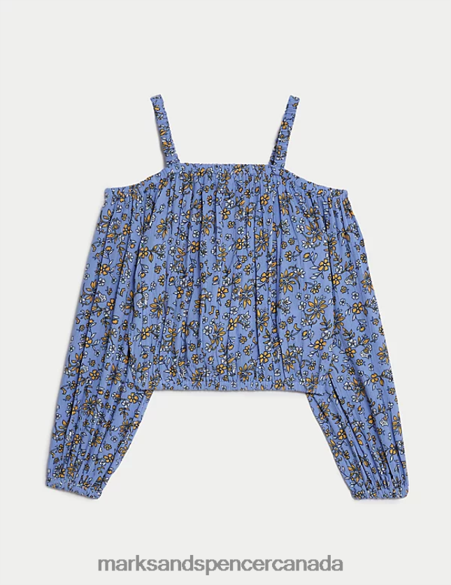 Clothing 20VTD9443 Blue Mix Kids Marks & Spencer Floral Top - Marks and Spencer online