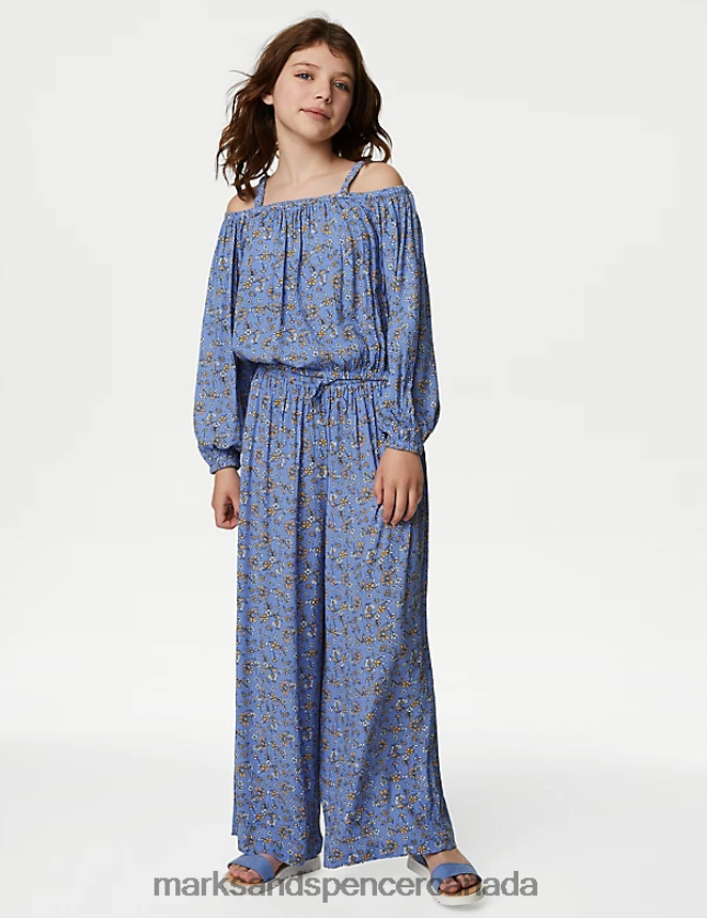 Clothing 20VTD9443 Blue Mix Kids Marks & Spencer Floral Top - Marks and Spencer online