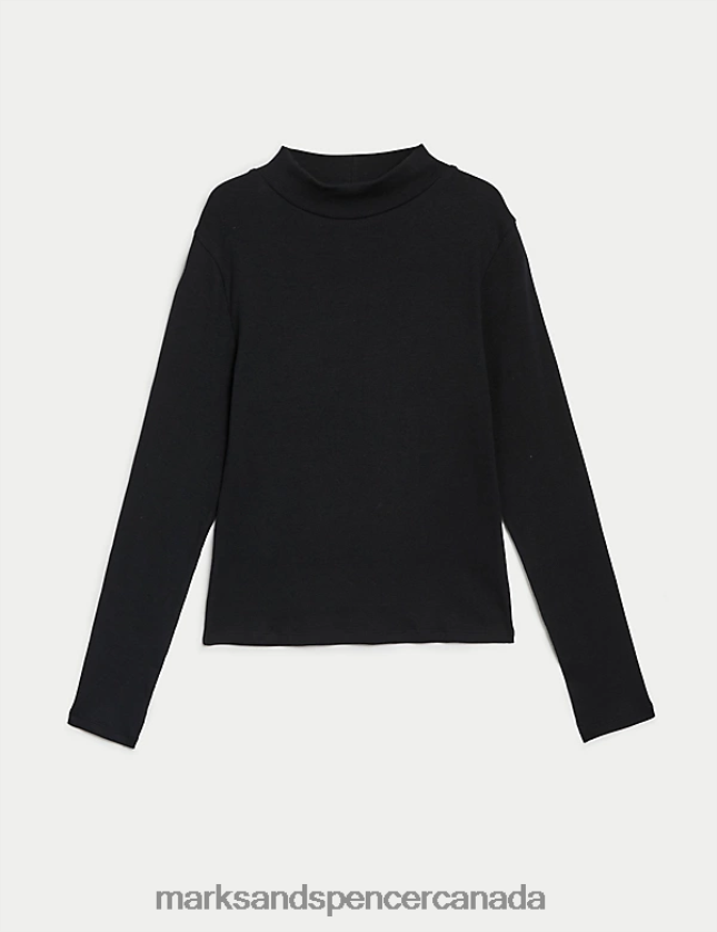Clothing 20VTD9465 Black Kids Marks & Spencer Cotton Rich Ribbed Top - Marks and Spencer outlet