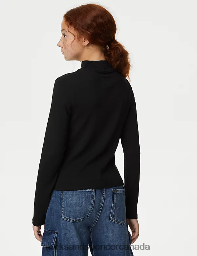 Clothing 20VTD9465 Black Kids Marks & Spencer Cotton Rich Ribbed Top - Marks and Spencer outlet