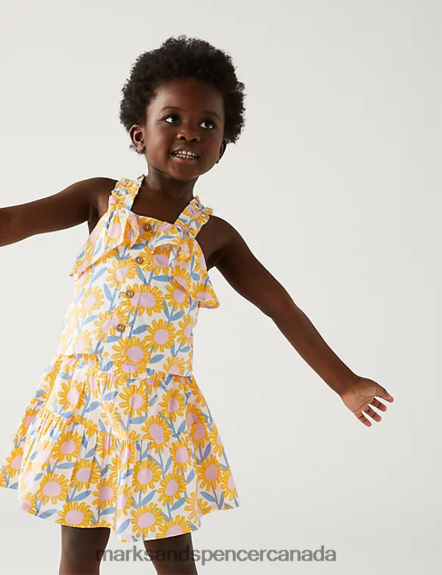 Marks and Spencer sale - Clothing 20VTD9553 Multi Kids Marks & Spencer Pure Cotton Sunflower Top