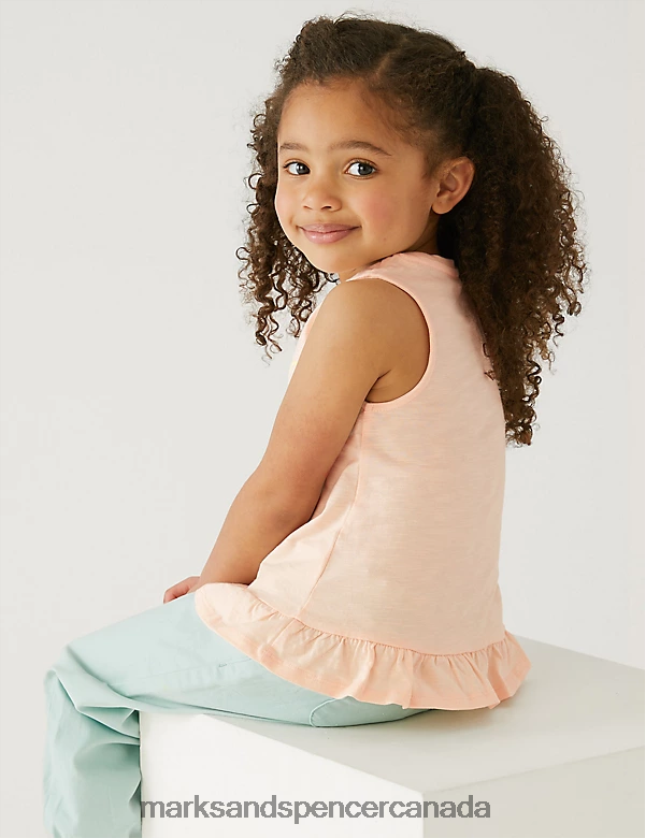 Clothing 20VTD9584 Light Peach Kids Marks & Spencer Pure Cotton Flamingo Print Top - Marks and Spencer online