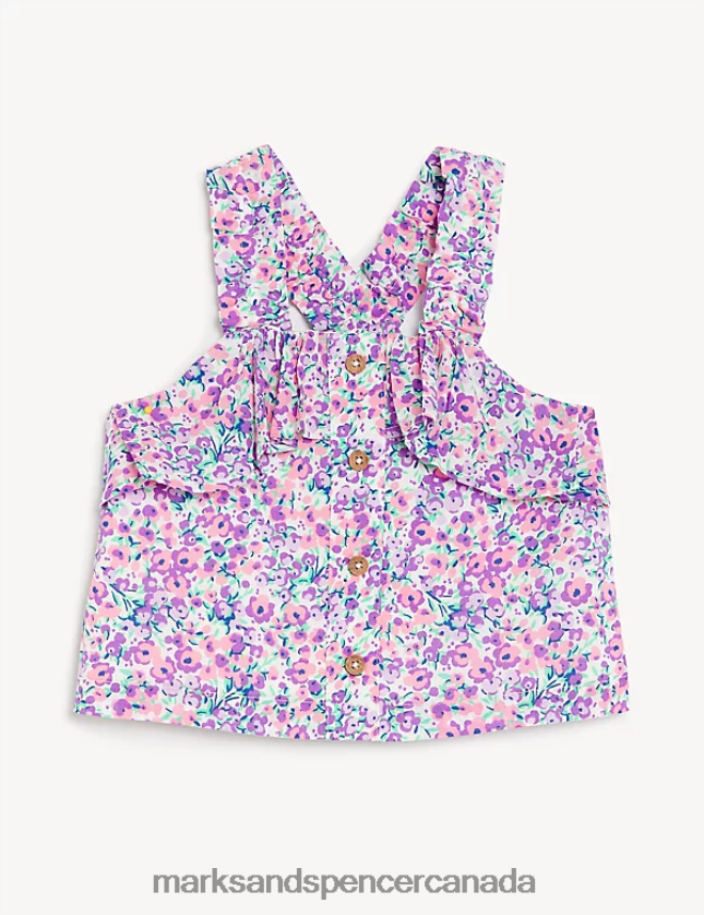 Clothing 20VTD9829 Multi Kids Marks & Spencer Pure Cotton Floral Top - Marks and Spencer outlet