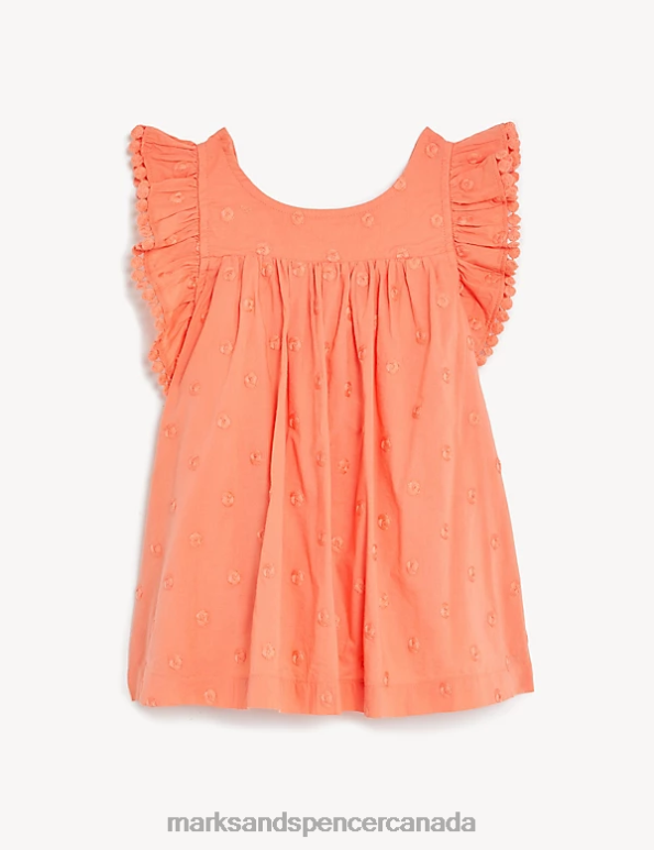 Marks and Spencer sale - Kids Apricot Clothing Marks & Spencer Pure Cotton Spotted Top 20VTD8488