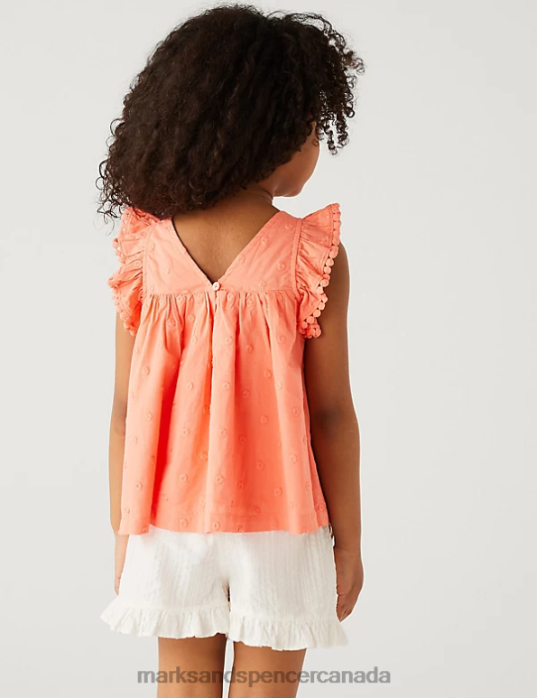 Marks and Spencer sale - Kids Apricot Clothing Marks & Spencer Pure Cotton Spotted Top 20VTD8488