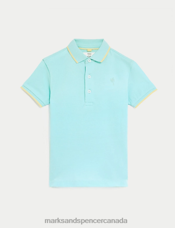 Marks and Spencer near me - Kids Aqua Clothing Marks & Spencer Pure Cotton Polo Shirt 20VTD8246