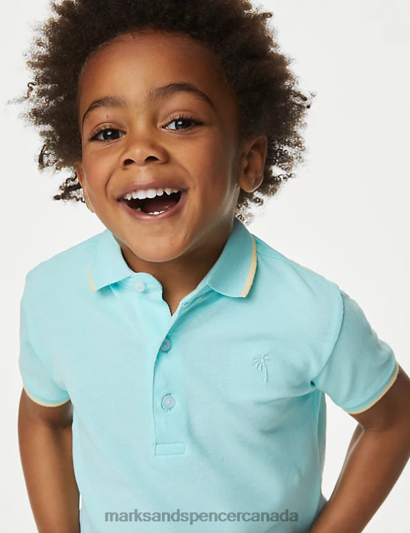 Marks and Spencer near me - Kids Aqua Clothing Marks & Spencer Pure Cotton Polo Shirt 20VTD8246
