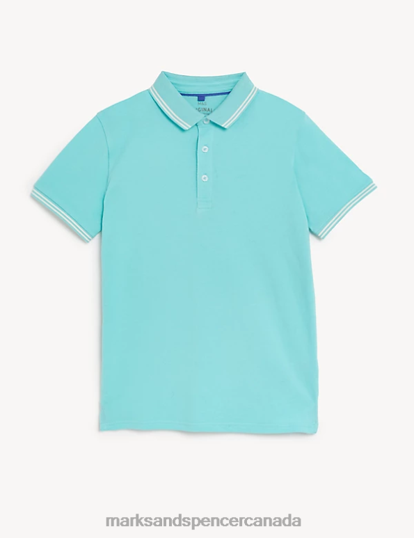 Marks and Spencer sale - Kids Aqua Clothing Marks & Spencer Pure Cotton Polo Shirt 20VTD8883
