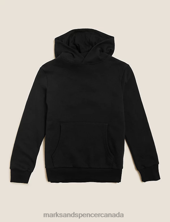 Kids Black C Clothing Marks & Spencer Cotton Rich Hooded Sweatshirt 20VTD8733 - Marks and Spencer Canada locations