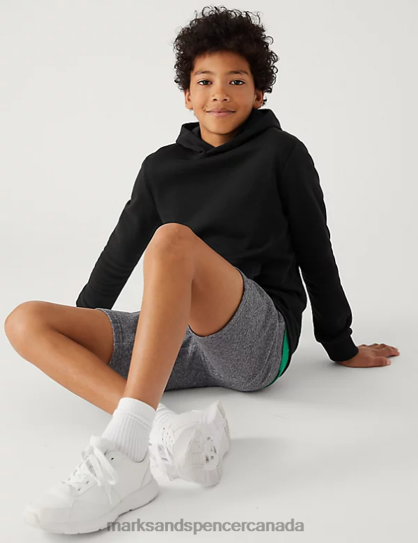 Kids Black C Clothing Marks & Spencer Cotton Rich Hooded Sweatshirt 20VTD8733 - Marks and Spencer Canada locations