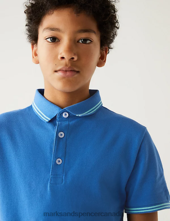 Marks and Spencer near me - Kids Bright Blue Clothing Marks & Spencer Pure Cotton Polo Shirt 20VTD8882