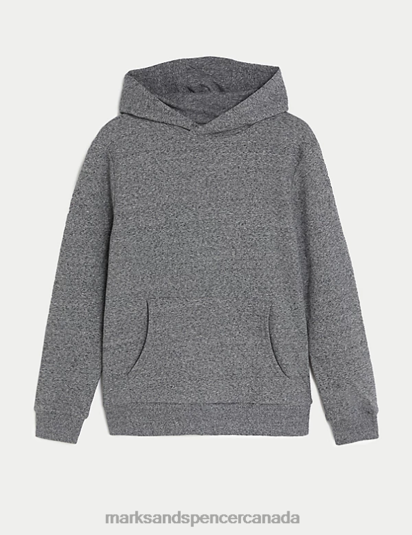 Marks and Spencer sale - Kids Charcoal Clothing Marks & Spencer Cotton Rich Hooded Sweatshirt 20VTD8999