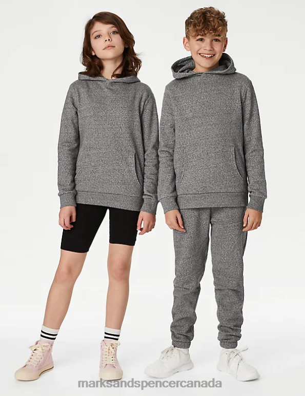 Marks and Spencer sale - Kids Charcoal Clothing Marks & Spencer Cotton Rich Hooded Sweatshirt 20VTD8999