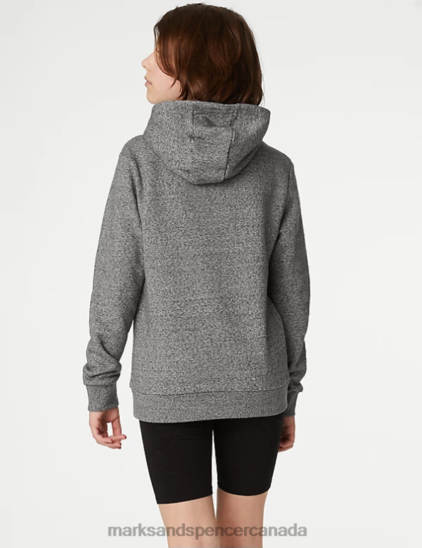 Marks and Spencer sale - Kids Charcoal Clothing Marks & Spencer Cotton Rich Hooded Sweatshirt 20VTD8999
