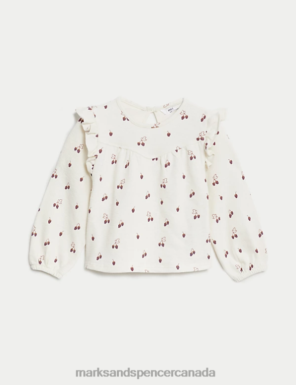 Kids Cream Clothing Marks & Spencer Pure Cotton Fruit Print Top 20VTD8928 - Marks and Spencer Canada locations