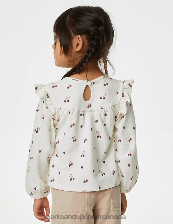 Kids Cream Clothing Marks & Spencer Pure Cotton Fruit Print Top 20VTD8928 - Marks and Spencer Canada locations