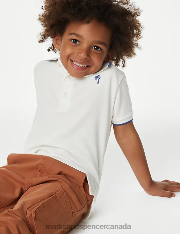 Kids Ivory Clothing Marks & Spencer Pure Cotton Polo Shirt 20VTD8249 - Marks and Spencer Canada locations
