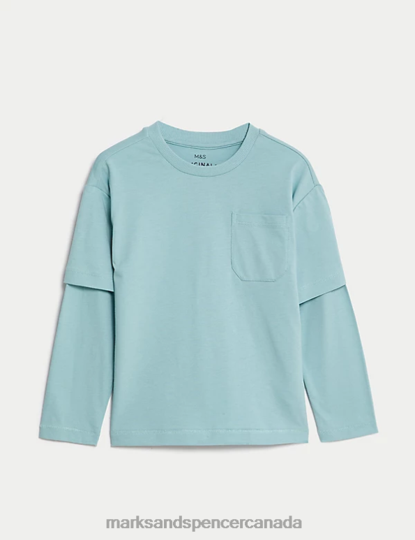 Kids Light Blue Clothing Marks & Spencer Pure Cotton Top 20VTD7880 - Marks and Spencer Canada locations