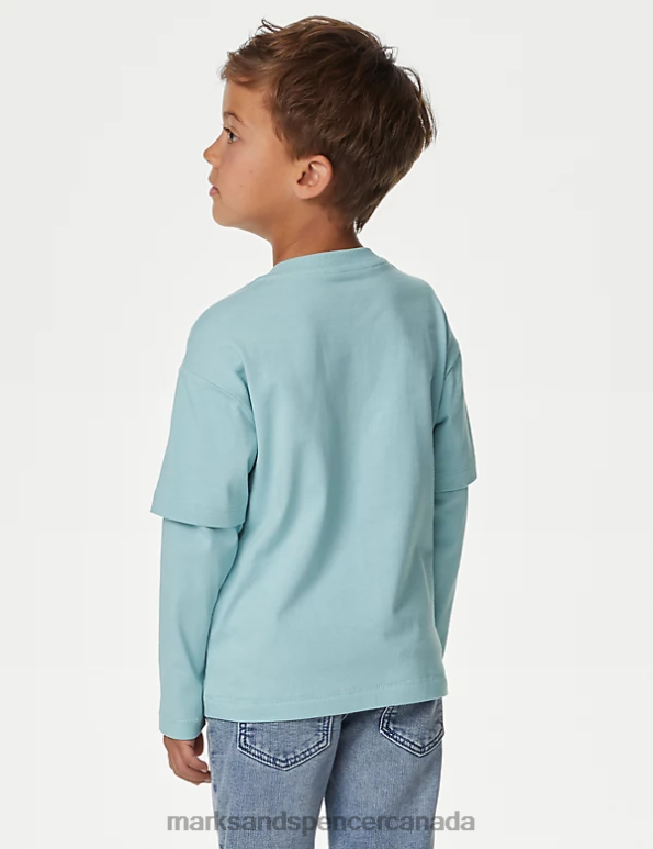 Kids Light Blue Clothing Marks & Spencer Pure Cotton Top 20VTD7880 - Marks and Spencer Canada locations