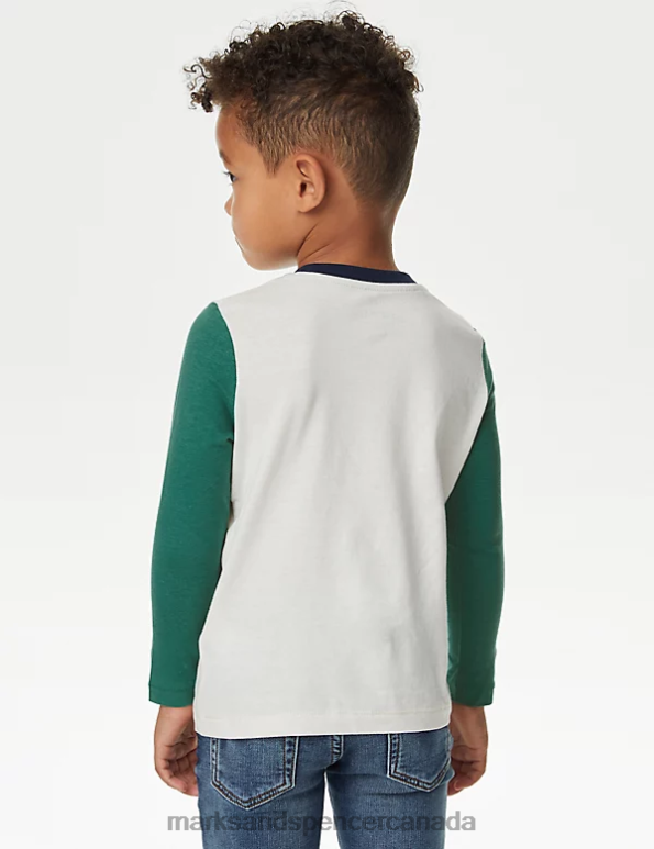 Marks and Spencer near me - Kids Multi Clothing Marks & Spencer 2pk Cotton Rich Colourblock Tops 20VTD7842