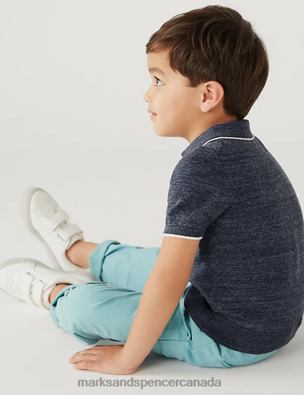 Marks and Spencer Canada - Kids Navy Clothing Marks & Spencer Cotton Rich Knitted Polo Shirt 20VTD8219