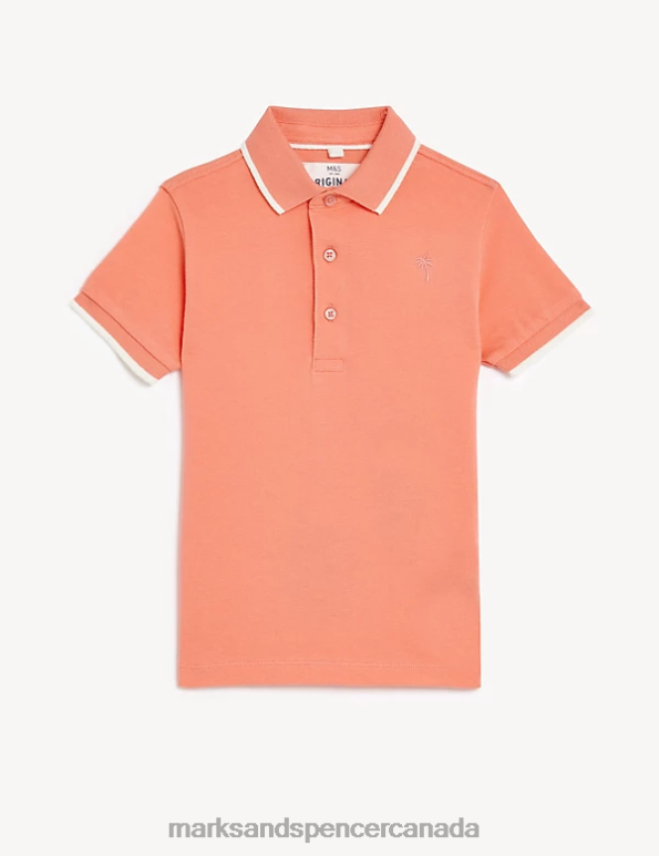 Marks and Spencer near me - Kids Orange Clothing Marks & Spencer Pure Cotton Polo Shirt 20VTD7967
