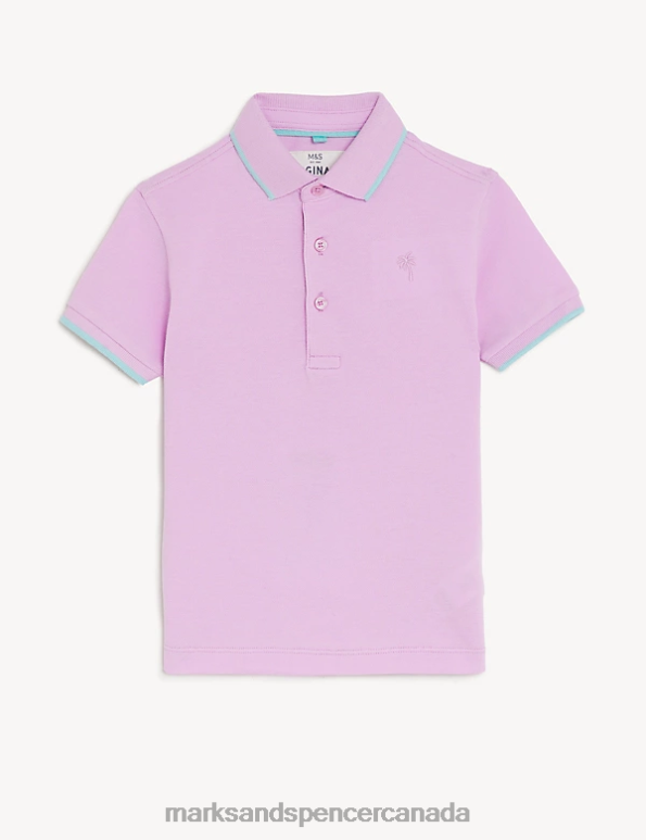 Marks and Spencer Canada - Kids Pink Clothing Marks & Spencer Pure Cotton Polo Shirt 20VTD8251