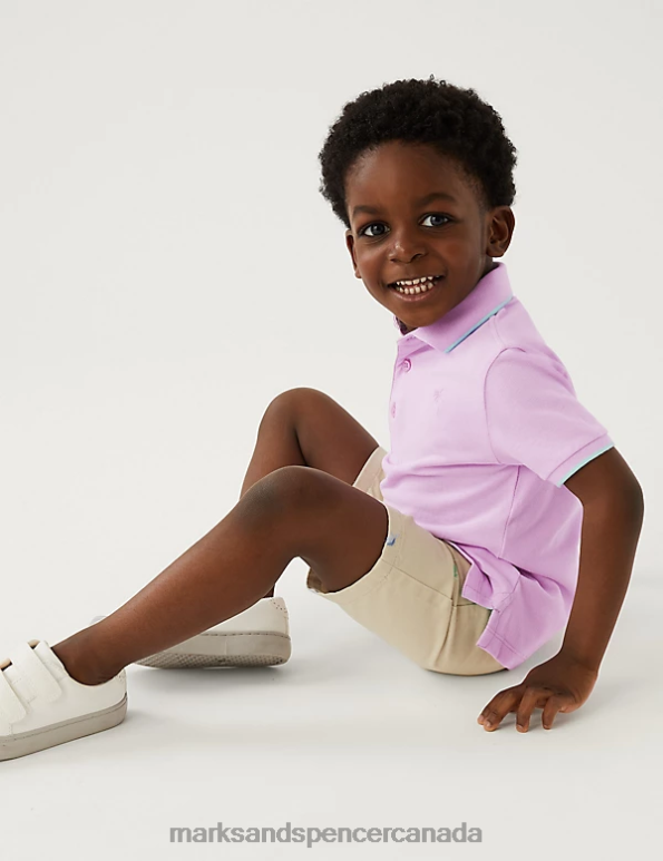 Marks and Spencer Canada - Kids Pink Clothing Marks & Spencer Pure Cotton Polo Shirt 20VTD8251