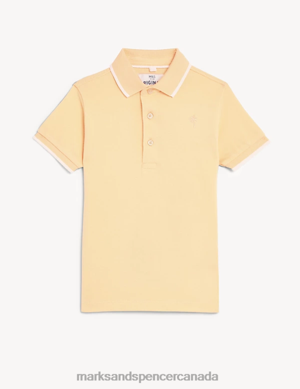 Marks and Spencer sale - Kids Yellow Clothing Marks & Spencer Pure Cotton Polo Shirt 20VTD8247