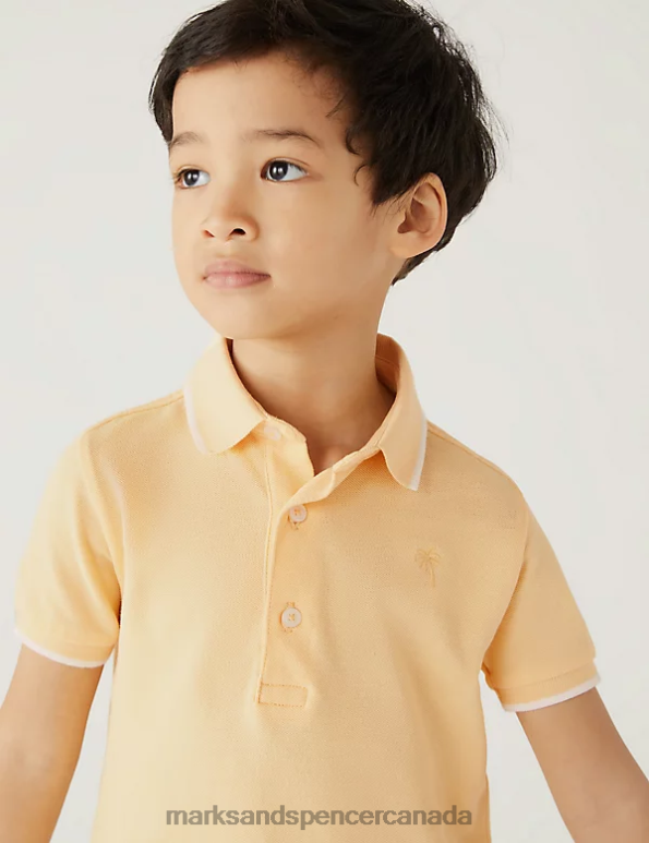 Marks and Spencer sale - Kids Yellow Clothing Marks & Spencer Pure Cotton Polo Shirt 20VTD8247