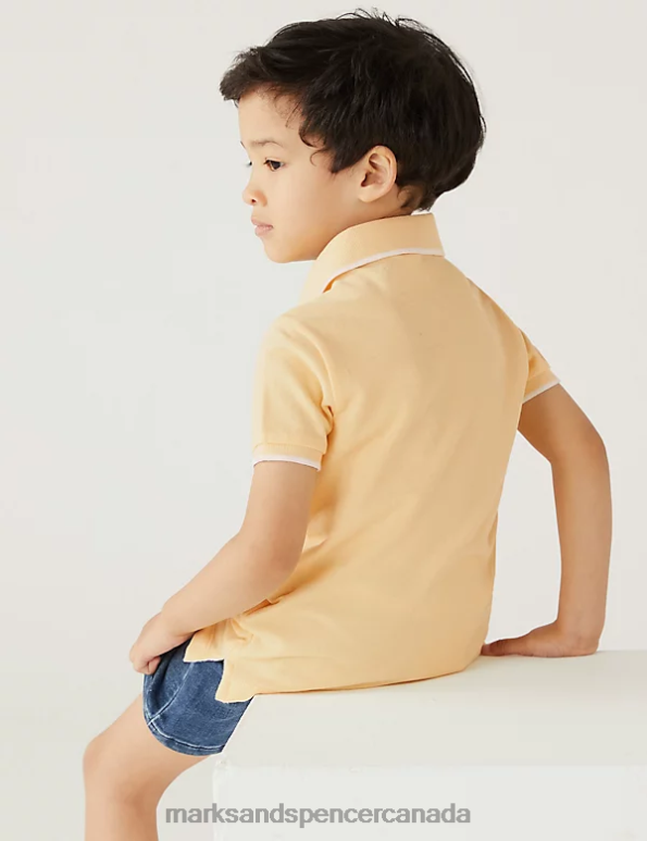 Marks and Spencer sale - Kids Yellow Clothing Marks & Spencer Pure Cotton Polo Shirt 20VTD8247