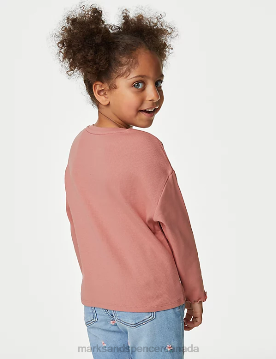 Marks and Spencer near me - Marks & Spencer Kids Cotton Rich Ribed Top Clothing Pink 20VTD9108