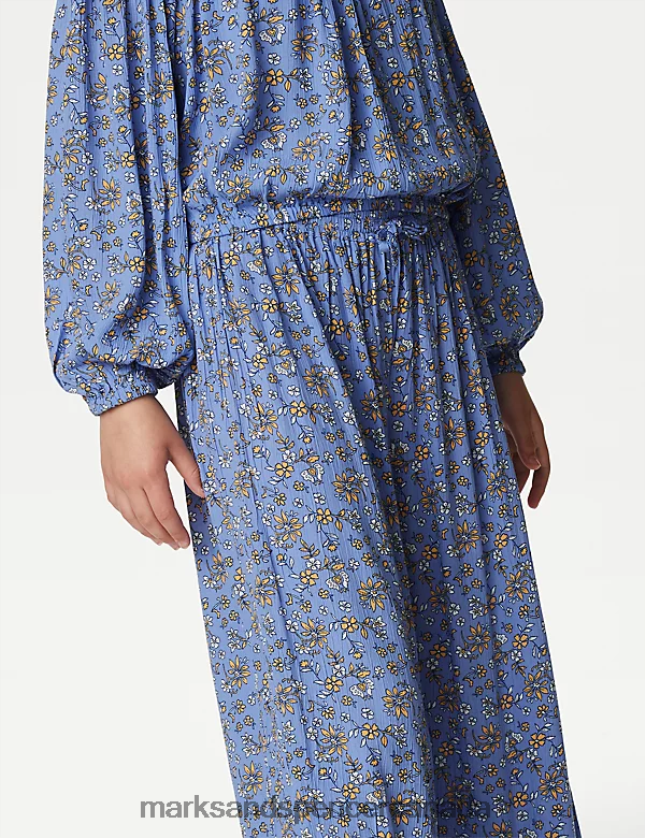 Marks and Spencer Canada - Clothing 20VTD9241 Blue Mix Kids Marks & Spencer Floral Trousers