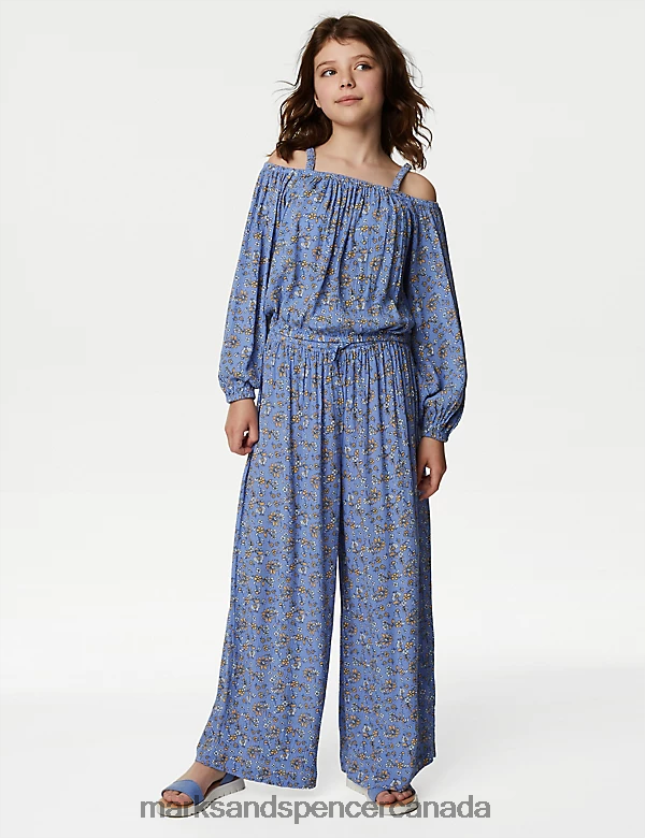 Marks and Spencer Canada - Clothing 20VTD9241 Blue Mix Kids Marks & Spencer Floral Trousers