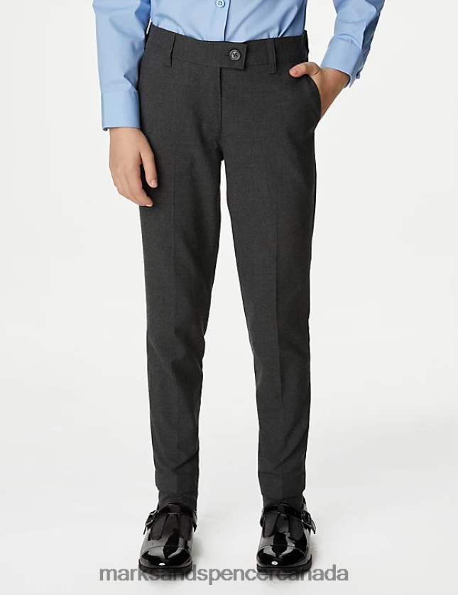 Marks and Spencer sale - Clothing 20VTD9248 Grey Kids Marks & Spencer 2pk Skinny Leg School Trousers