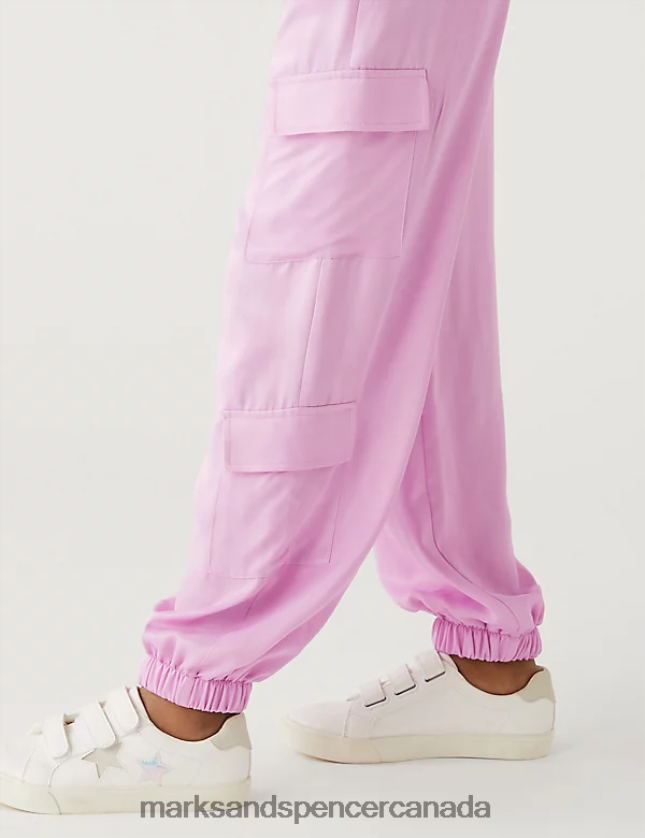 Marks and Spencer Canada - Clothing 20VTD9293 Soft Pink Kids Marks & Spencer Satin Cargo Trousers