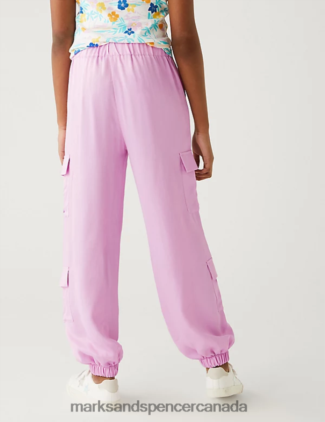 Marks and Spencer Canada - Clothing 20VTD9293 Soft Pink Kids Marks & Spencer Satin Cargo Trousers