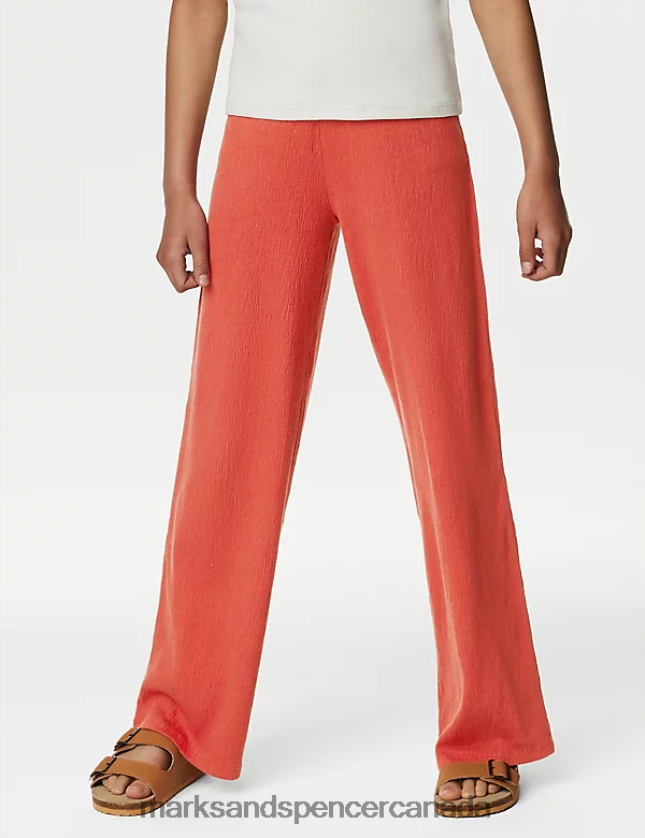 Clothing 20VTD9311 Coral Kids Marks & Spencer Cotton Blend Wide Leg Trousers - Marks and Spencer online