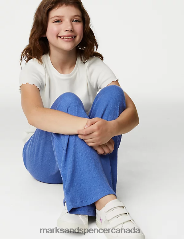 Marks and Spencer near me - Clothing 20VTD9574 Blue Kids Marks & Spencer Cotton Blend Wide Leg Trousers